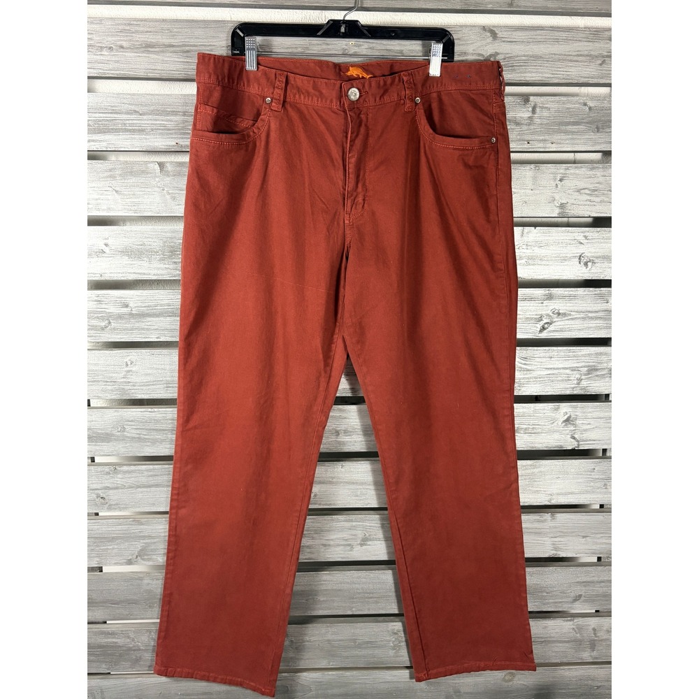 Tommy Bahama Boracay Pants Mens 38x32 Rust Orange Cotton Stretch Straight Leg